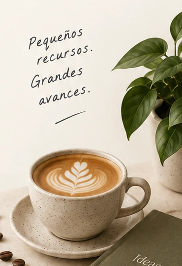 Taza de café y apuntes editoriales