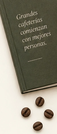 Libro y granos de café