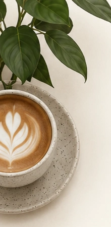 Café y hojas naturales